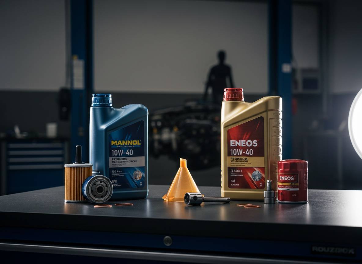 Kiemelt termékfotó: Mannol és Eneos 10W-40 olajcsere szettek összehasonlítása régi Suzuki Swifthez (G10, G13BA).