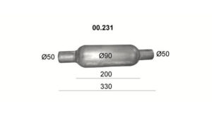 Polmo univerzális kipufogódob, O50mm, 330mm – kipufogó alkatrész