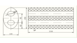 Polmo univerzális kipufogódob, O50mm, 330x210x110mm – kipufogó alkatrész